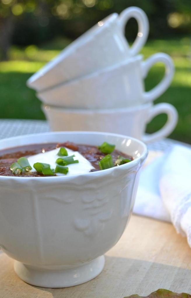 Cottage Fix - three bean and sausage chili goes perfect with a cold beer