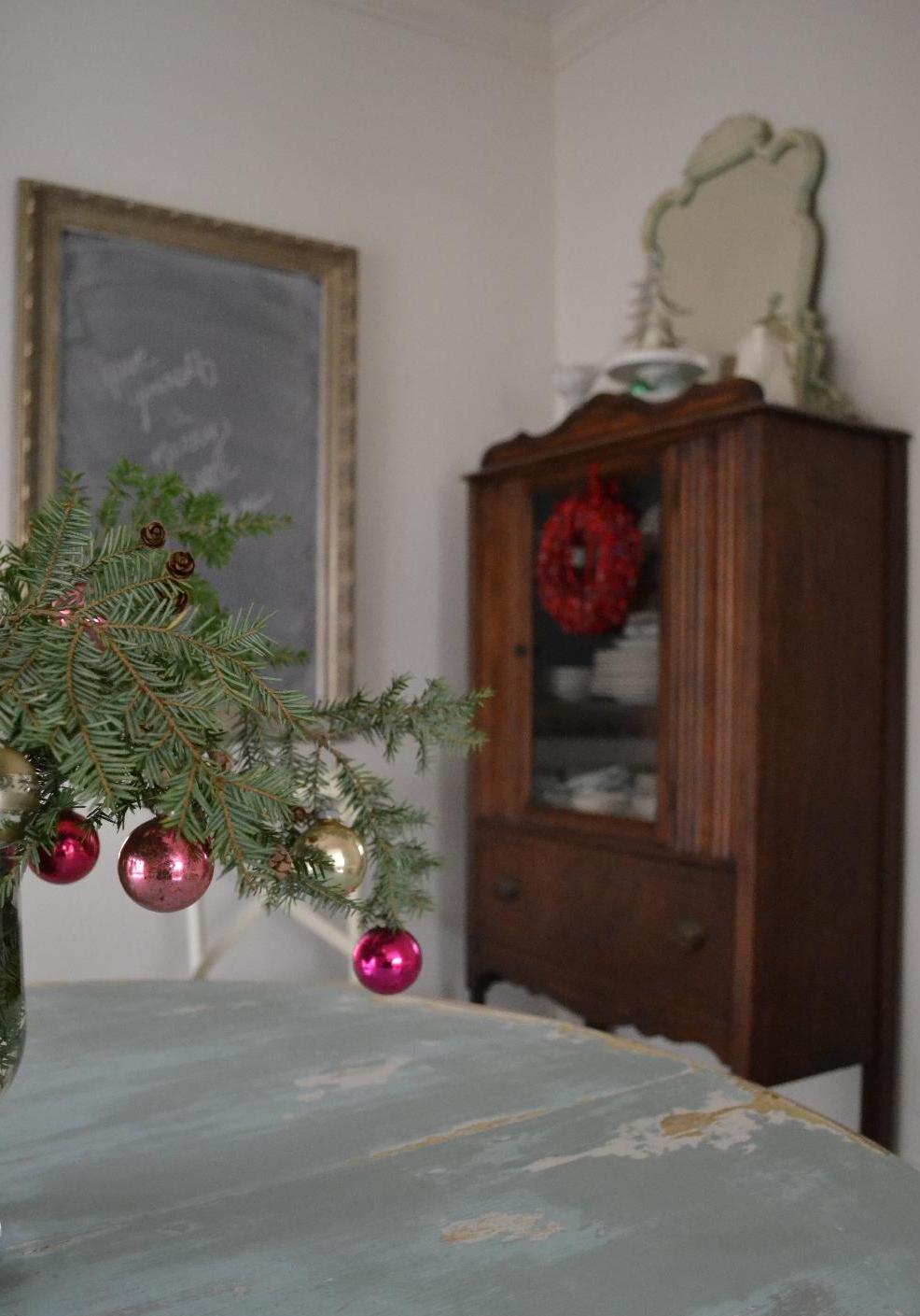 Cottage Fix - dining room  with vintage baubles
