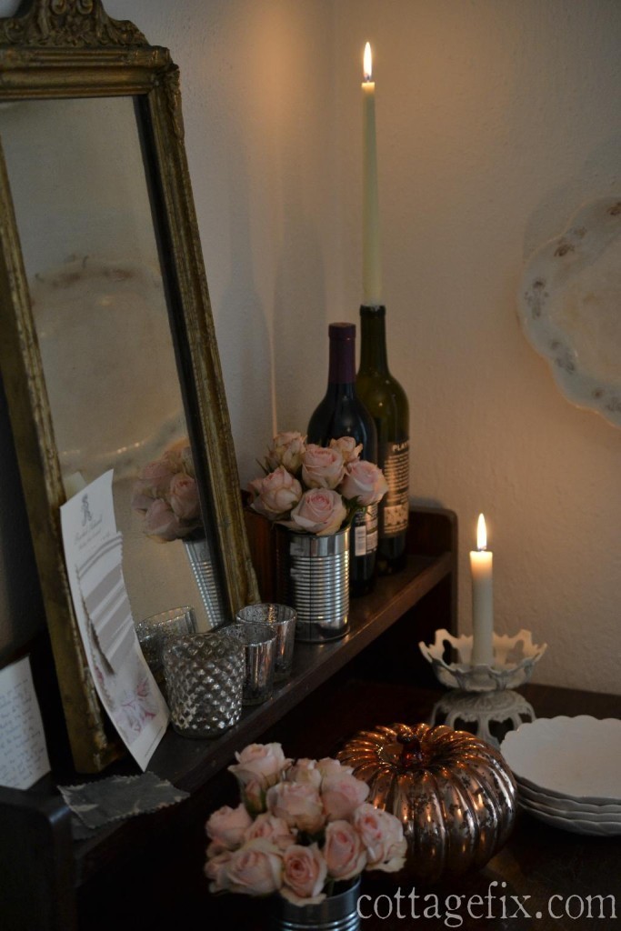Cottage Fix blog - a romantic autumn vignette with recycled goods