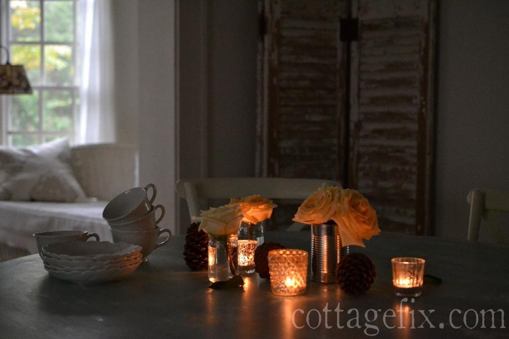 Cottage Fix blog - shabby chic fall centerpiece