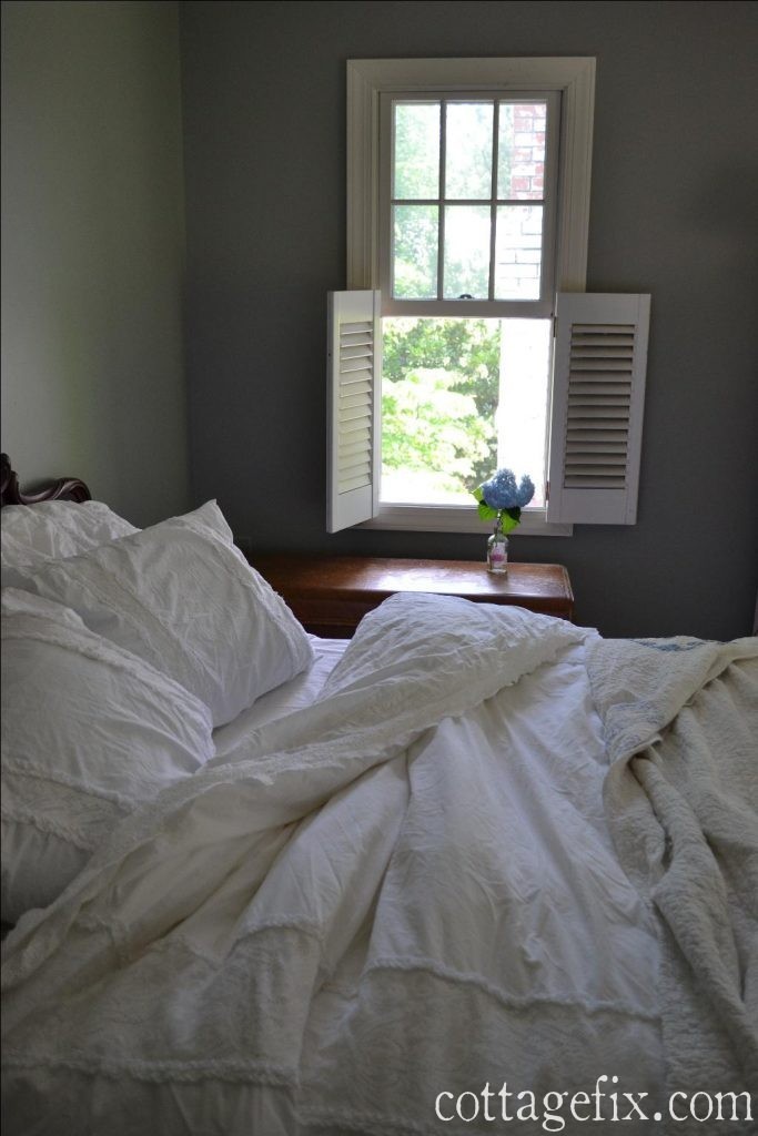 Cottage Fix blog - shabby chic fluffy white bedding