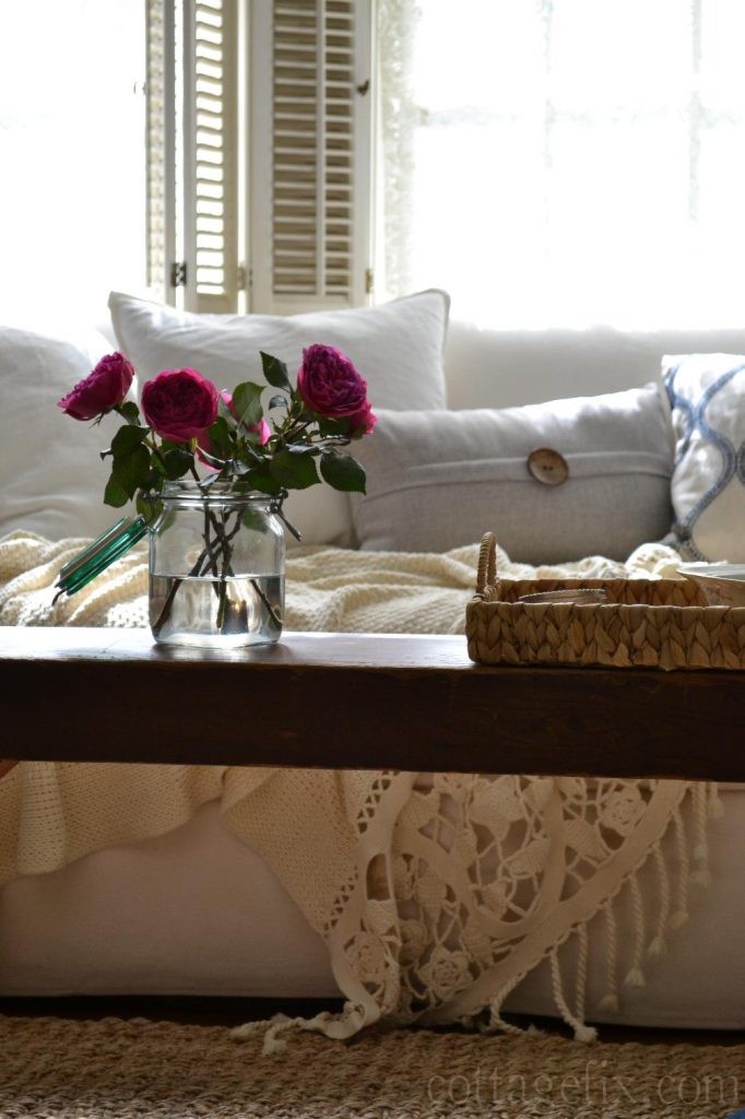 Cottage Fix blog - roses in the cottage living room