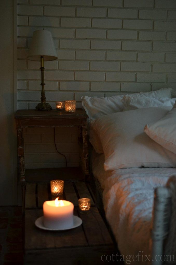Cottage Fix blog - crates and candlelight on the sun porch
