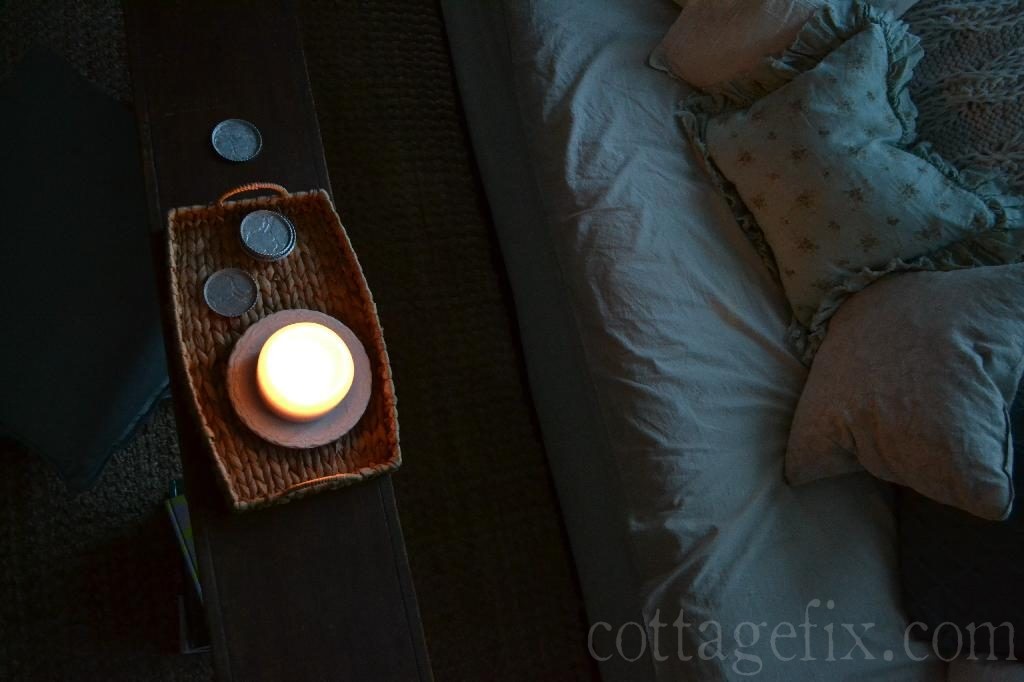 Cottage Fix blog - candlelight and pillows