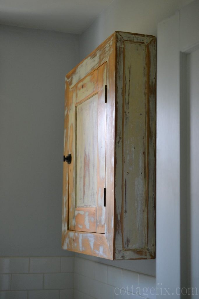Cottage Fix blog - vintage rustic bathroom cabinet