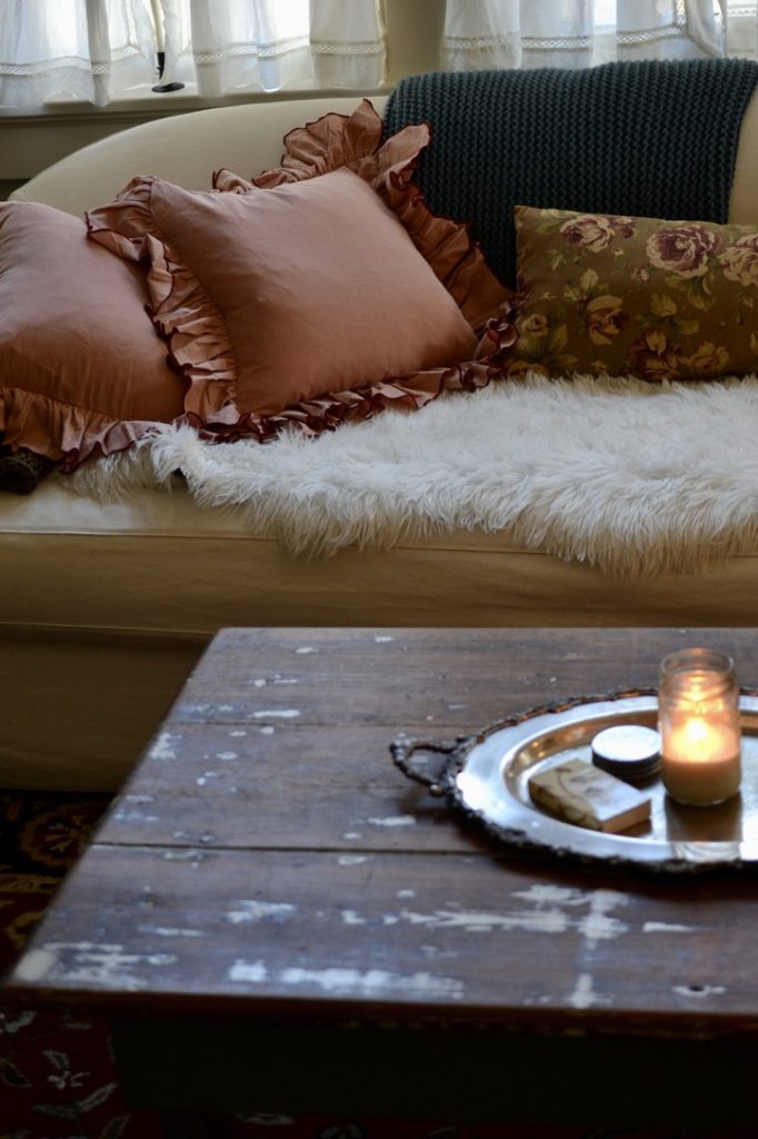 Cottage Fix blog - Christmas 2025 blush ruffled pillows